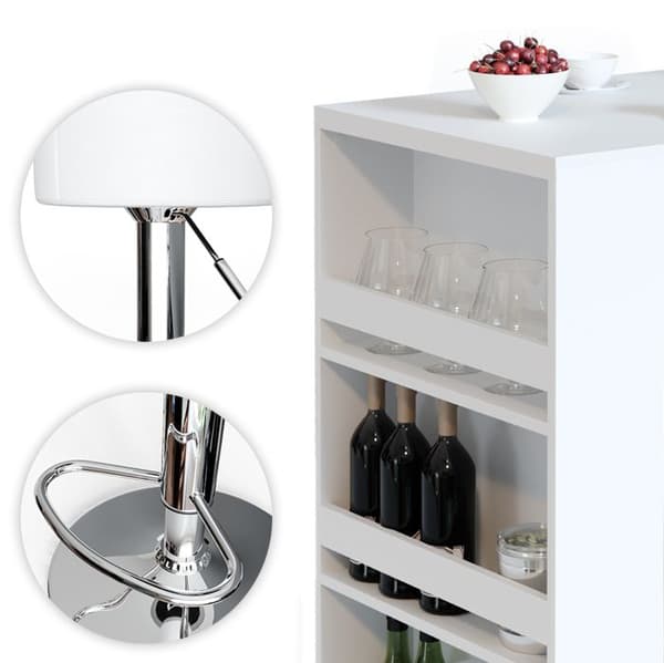 Vicco Bar bordsset, Vit, 80 x 57 cm med 2 barstolar