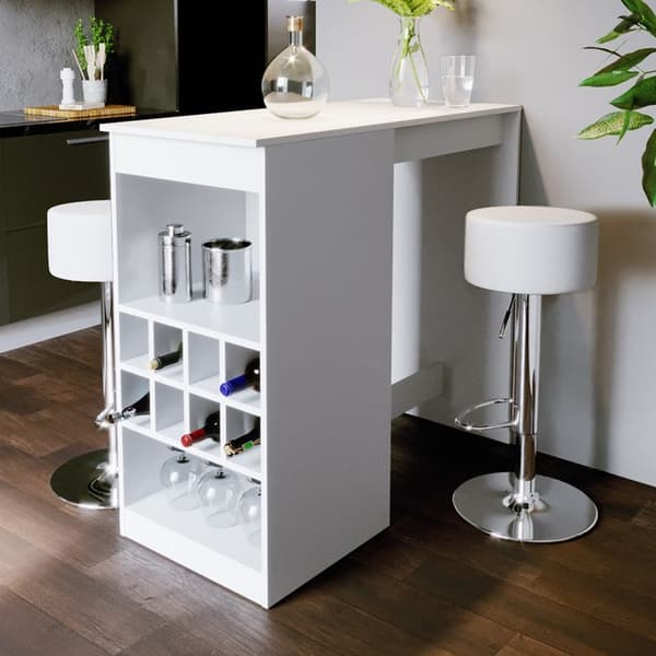 Vicco Ross barbordsset, Vit, 115 x 50 cm med 2 barstolar