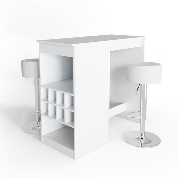 Vicco Ross barbordsset, Vit, 115 x 50 cm med 2 barstolar