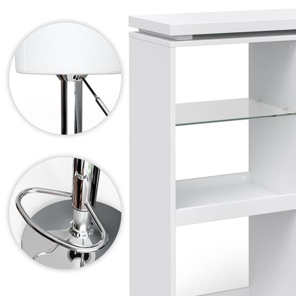 Vicco Vega Barbordsset, Vit, 138 x 39 cm med 2 barstolar