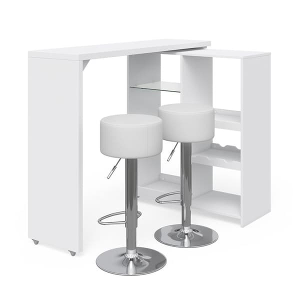 Vicco Vega Barbordsset, Vit, 138 x 39 cm med 2 barstolar