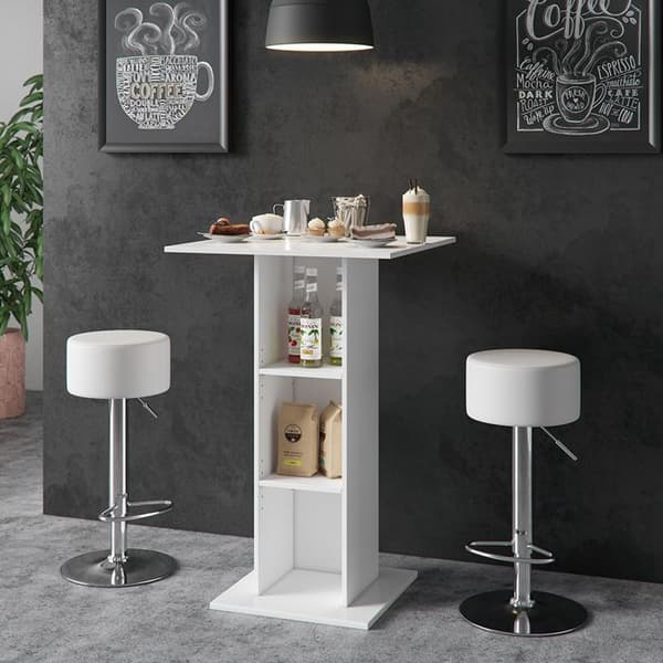 Vicco Rodeo Barbordsset, Vit, 70 x 70 cm med 2 barstolar