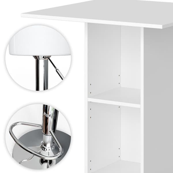 Vicco Rodeo Barbordsset, Vit, 70 x 70 cm med 2 barstolar