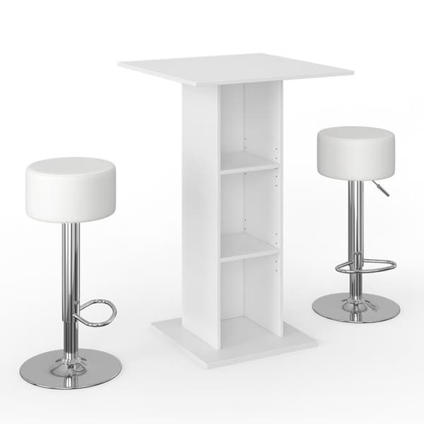 Vicco Rodeo Barbordsset, Vit, 70 x 70 cm med 2 barstolar