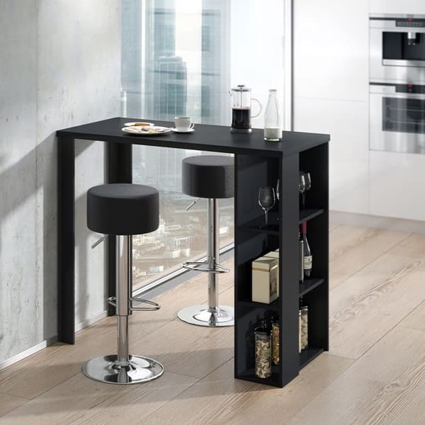 Vicco Noel barbordsset, Svart, 120 x 60 cm med 2 barstolar