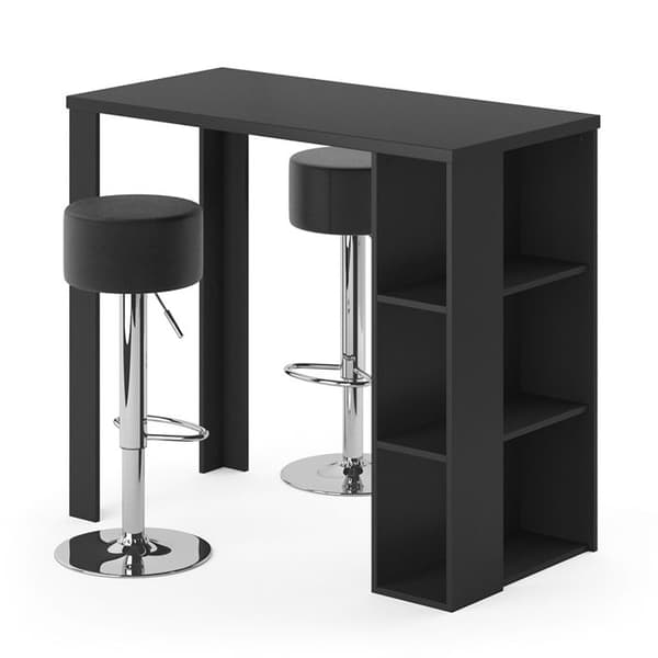 Vicco Noel barbordsset, Svart, 120 x 60 cm med 2 barstolar