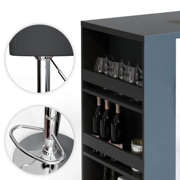 Vicco Barbordsset, antracit, 117 x 57 cm med 2 barstolar