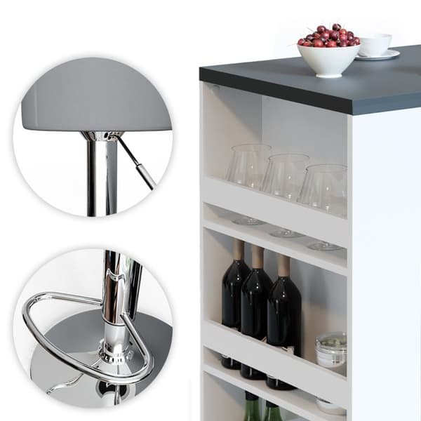 Vicco Bar bordsset, vit/antracit, 80 x 57 cm med 2 barstolar