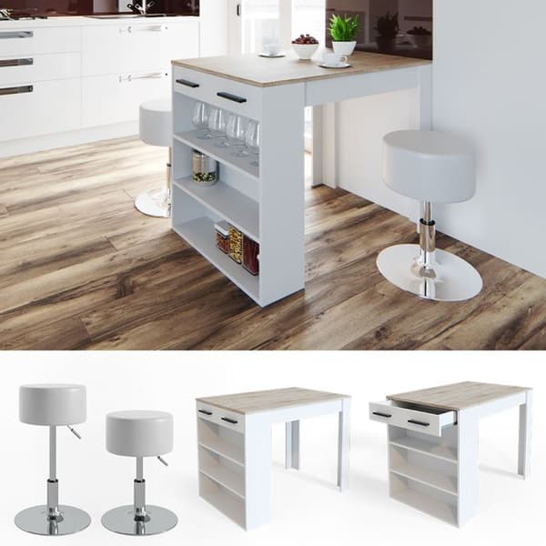 Vicco Repose barbordsset, Sonoma, 67 x 100 cm med 2 barstolar