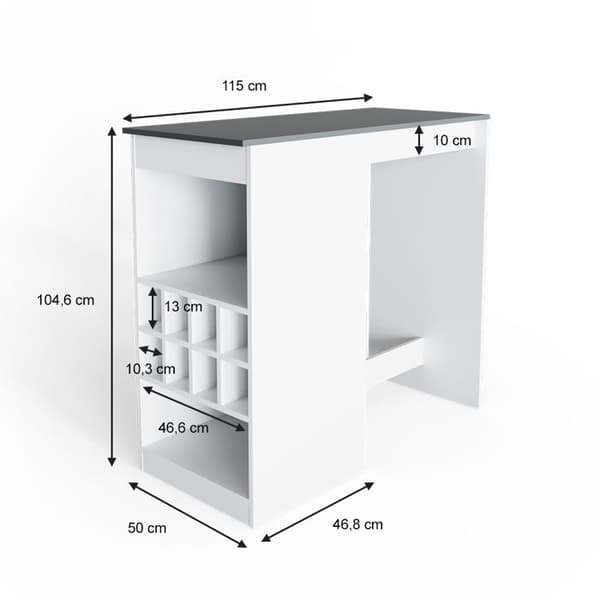 Vicco Ross barbord, vit/antracit, 115 x 50 cm