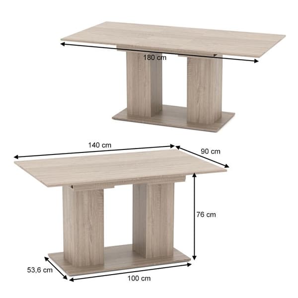Vicco Dix Matbord, Sonoma, 140 x 90 cm