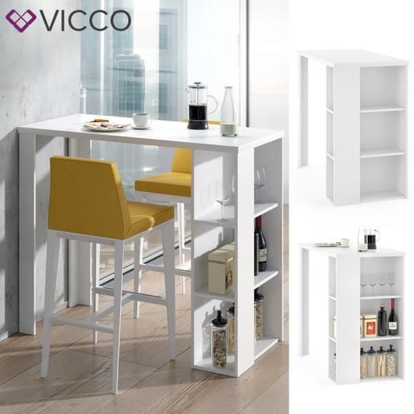 VICCO barbord NOEL barbord vita förvaringsfack 120 x 105,6 x 60 cm