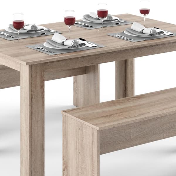 Vicco Sentio matbordsset, Sonoma, 90 x 140 cm med 2 bänkar