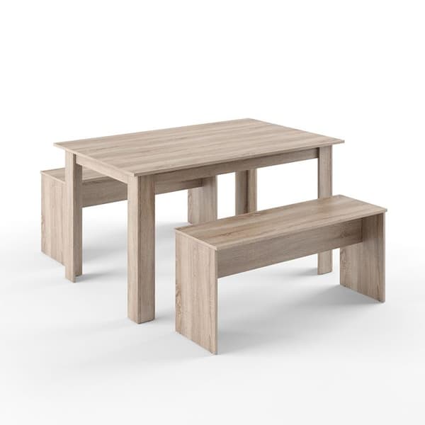 Vicco Sentio matbordsset, Sonoma, 90 x 140 cm med 2 bänkar
