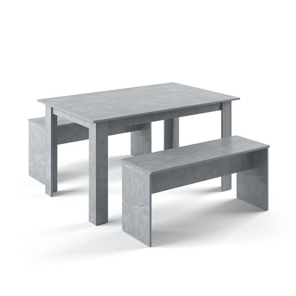 Vicco Sentio matbordsset, Betong, 90 x 140 cm med 2 bänkar