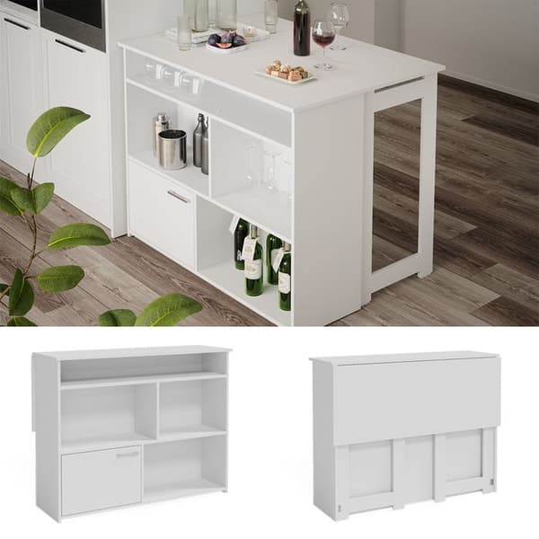 Vicco Dominic Barbord, Vit, 116 x 37 cm 4x öppna fack och 1x dörr