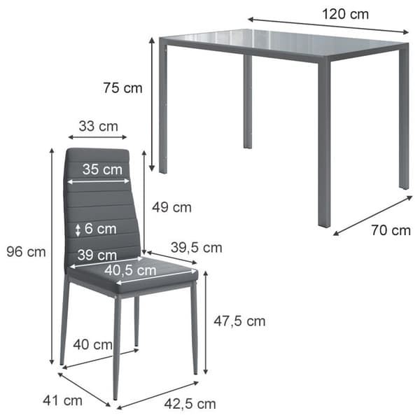 Vicco Matbordsset Large, Grå, 120 x 75 cm set med 6 hyllor