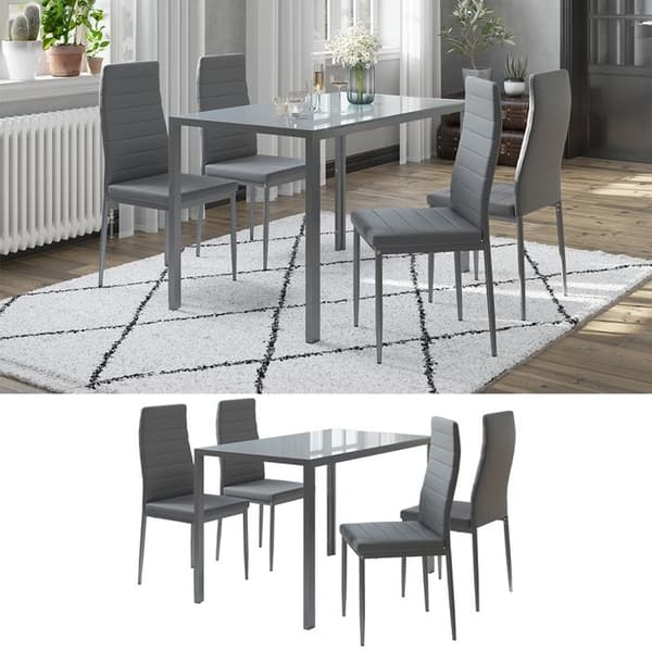 Vicco Stort matbordsset, grått, 120 x 75 cm Set om 4