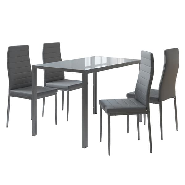 Vicco Stort matbordsset, grått, 120 x 75 cm Set om 4