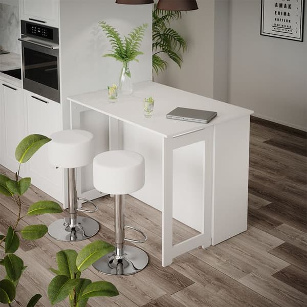 Vicco Dominic Barbordsset, Vit, 116 x 37 cm med 2 barstolar