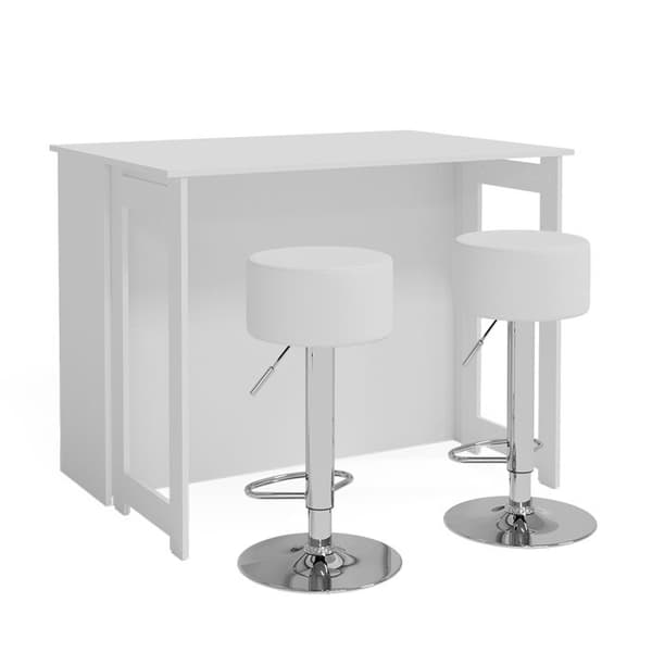 Vicco Dominic Barbordsset, Vit, 116 x 37 cm med 2 barstolar