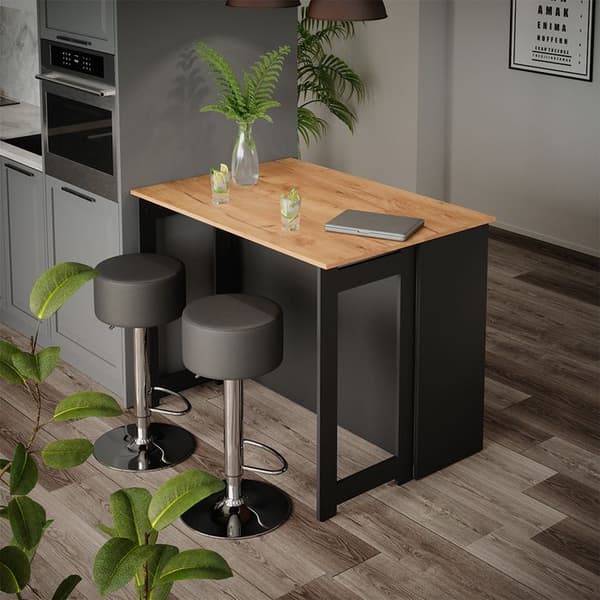 Vicco Dominic Barbordsset, Golden Oak, 116 x 37 cm med 2 barstolar