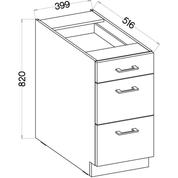 Gryta basenhet - 40 cm - 3 lådor - Artisan ek och matt svart - CUISINIER