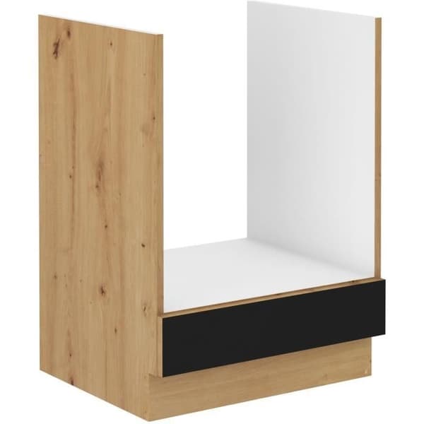 Lågt ugnsskåp - MODENA - 60 cm - Artisan ek och matt svart - CUISINIER