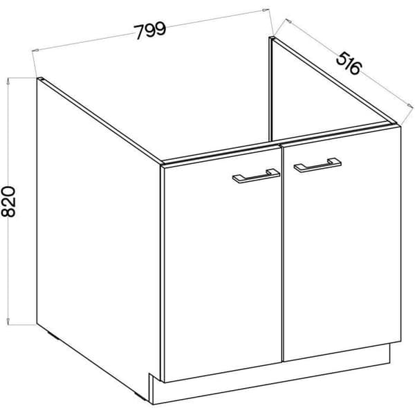 Under diskbänk - MODENA - 80 cm - 2 gångjärnsdörrar - Hantverks ek och matt svart - CUISINIER
