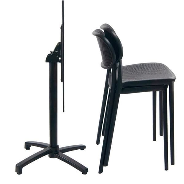 Fällbord - Ej specificerat - 90 cm - 2 barstolar - Aluminium - Sten dekor