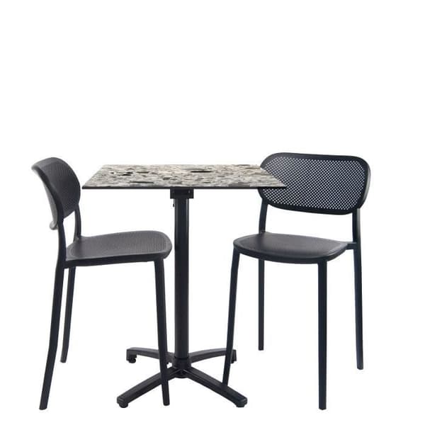 Fällbord - Ej specificerat - 90 cm - 2 barstolar - Aluminium - Sten dekor