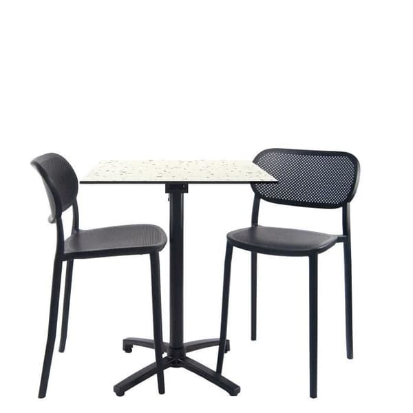 Hopfällbart terrazzobord höjd 90 cm + 2 barnstolar för terrass