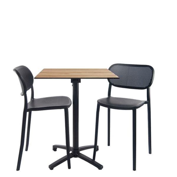 Hopfällbart bord med ekdekor, höjd 90 cm + 2 barnstolar för terrass