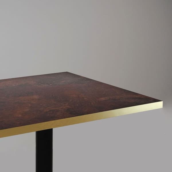 Barbord 60 x 60 cm - Rund modell, rostrock, mässingskanter