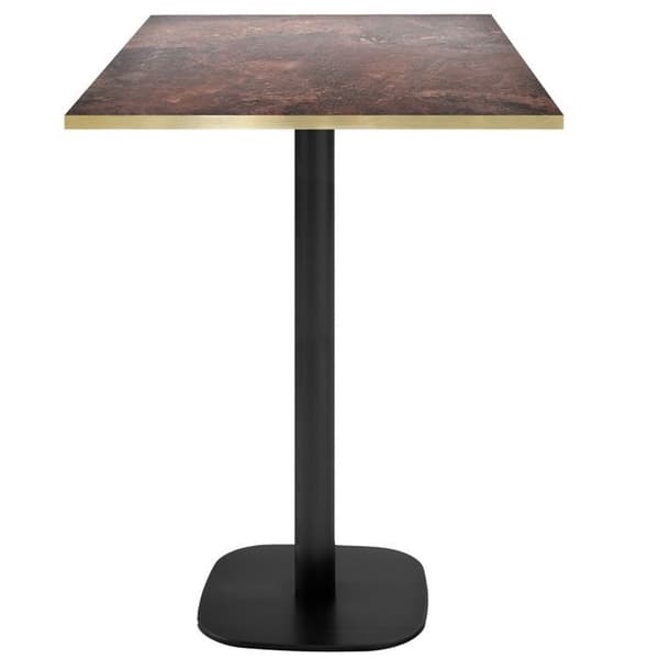 Barbord 60 x 60 cm - Rund modell, rostrock, mässingskanter