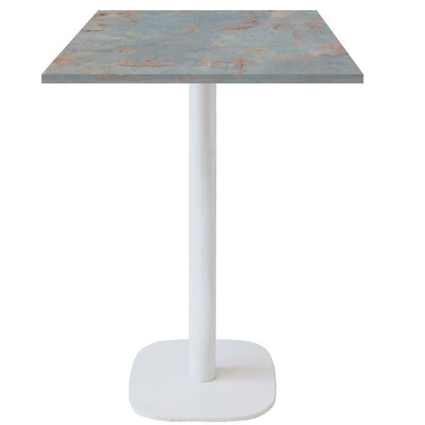 Ståbord 60 x 60 cm - Rund modell, vit rostgrå fot