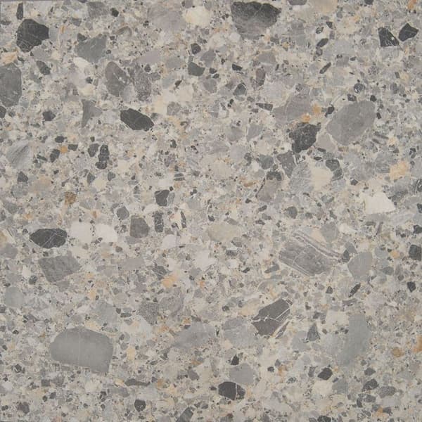 Barbord 60 x 60 cm - Rund terrazzo cepp modell med mässingskanter