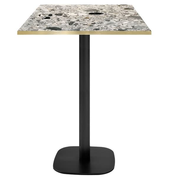 Barbord 60 x 60 cm - Rund terrazzo cepp modell med mässingskanter