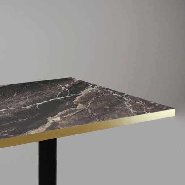 Barbord 60 x 60 cm - Rund modell kunglig marmor med mässingskanter