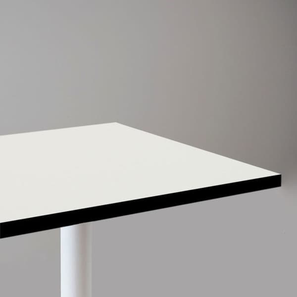 Ståbord 60 x 60 cm - Rund modell, vit underrede, svarta kanter