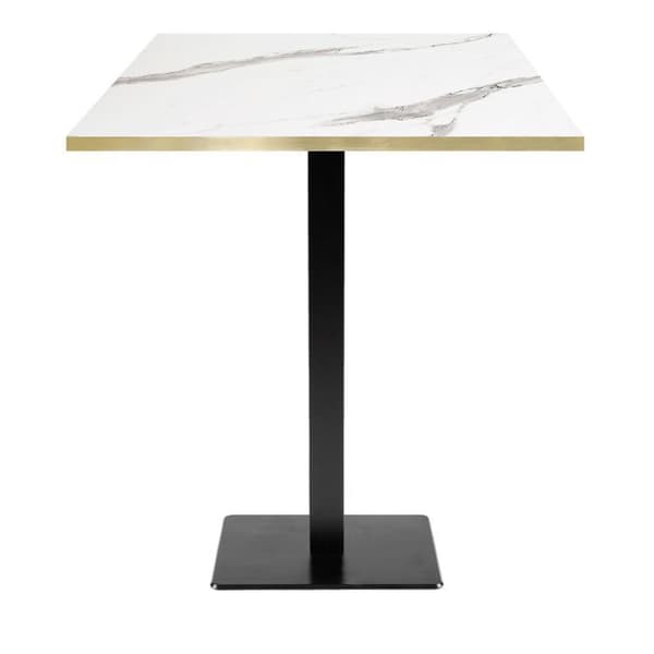 Högt bord 70 x 70 cm - Milan modell vit marmor med mässingskanter