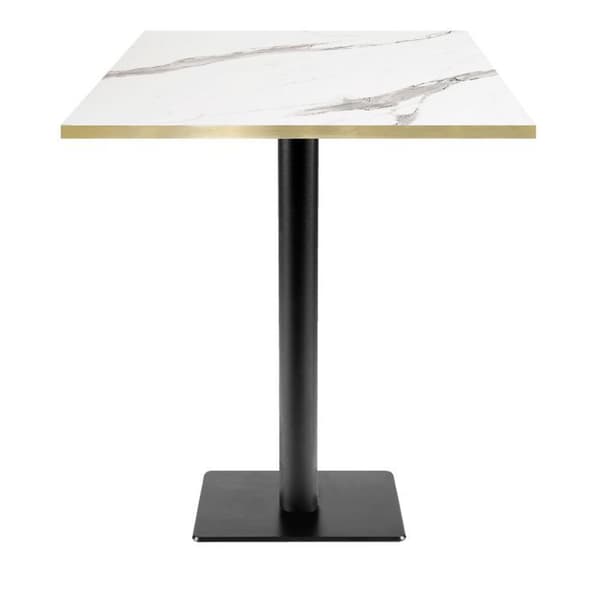 Högt bord 70 x 70 cm - MilanT modell vit marmor med mässingskanter