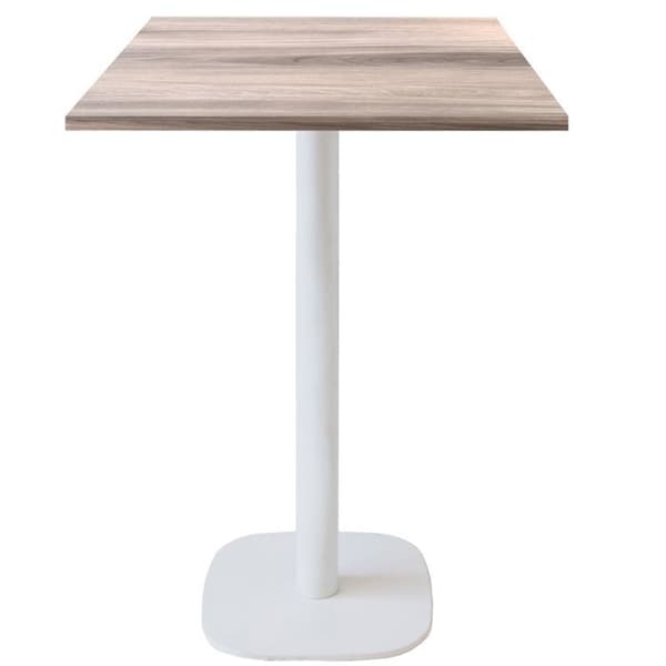 Ståbord 60 x 60 cm - Rund modell, underrede i vit ek