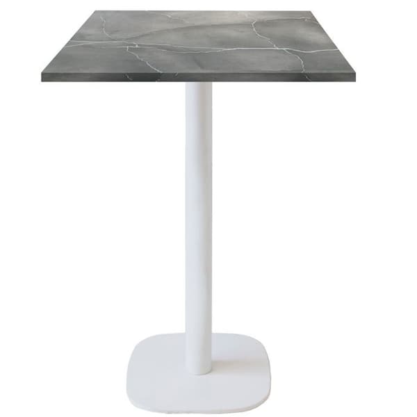 Ståbord 60 x 60 cm - Rund modell, vit underrede, blå måne