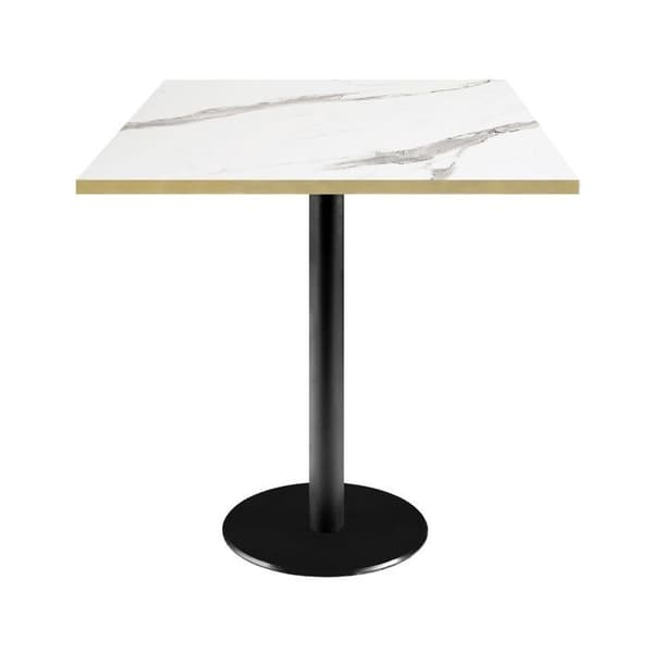 Bord 70 x 70 cm - Rom modell vit marmor med mässingskanter