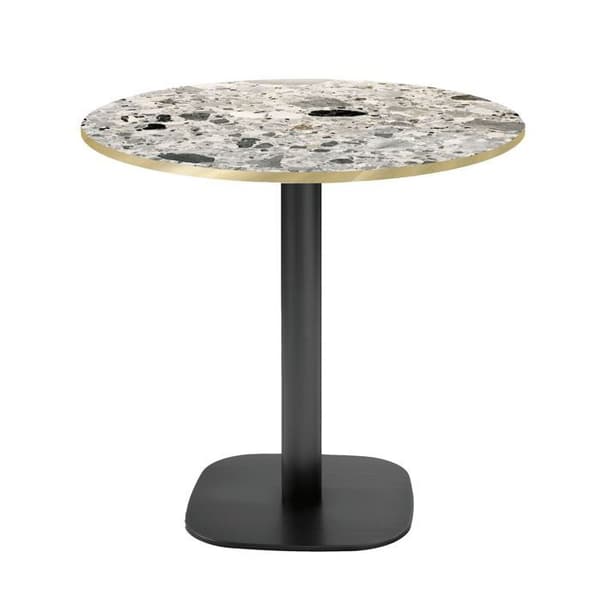 Runt bord Ø 70 cm - Runt terrazzo cepp modell med mässingskanter