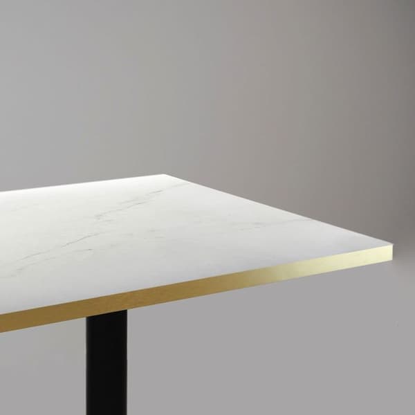 Högt bord 60 x 60 cm - Milan modell Paros marmor med mässingskanter