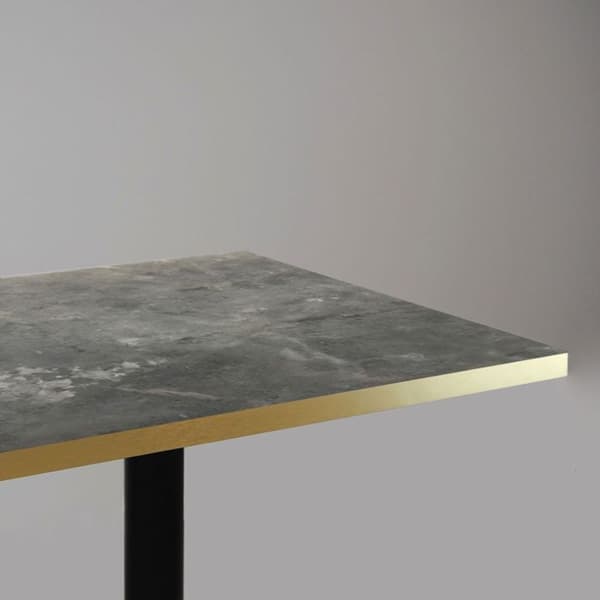 Bord 70 x 70 cm - Milan modell metallisk sten med mässingskanter