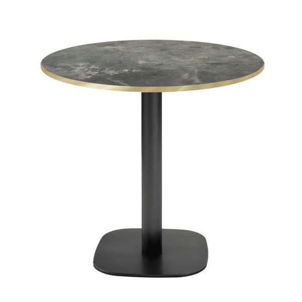 Runt bord Ø 70 cm - Rund modell, metallisk sten med mässingskanter