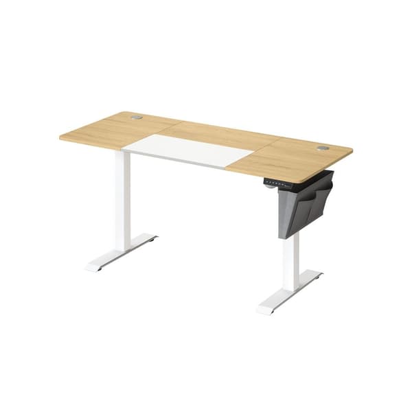 Rootz Justerbart elektrisk ståbord - Kontorbord - Sit Stand Skrivebord - Spånpladestål - 60cm x 140cm x (72-120)cm - Pastel Gul Hvid